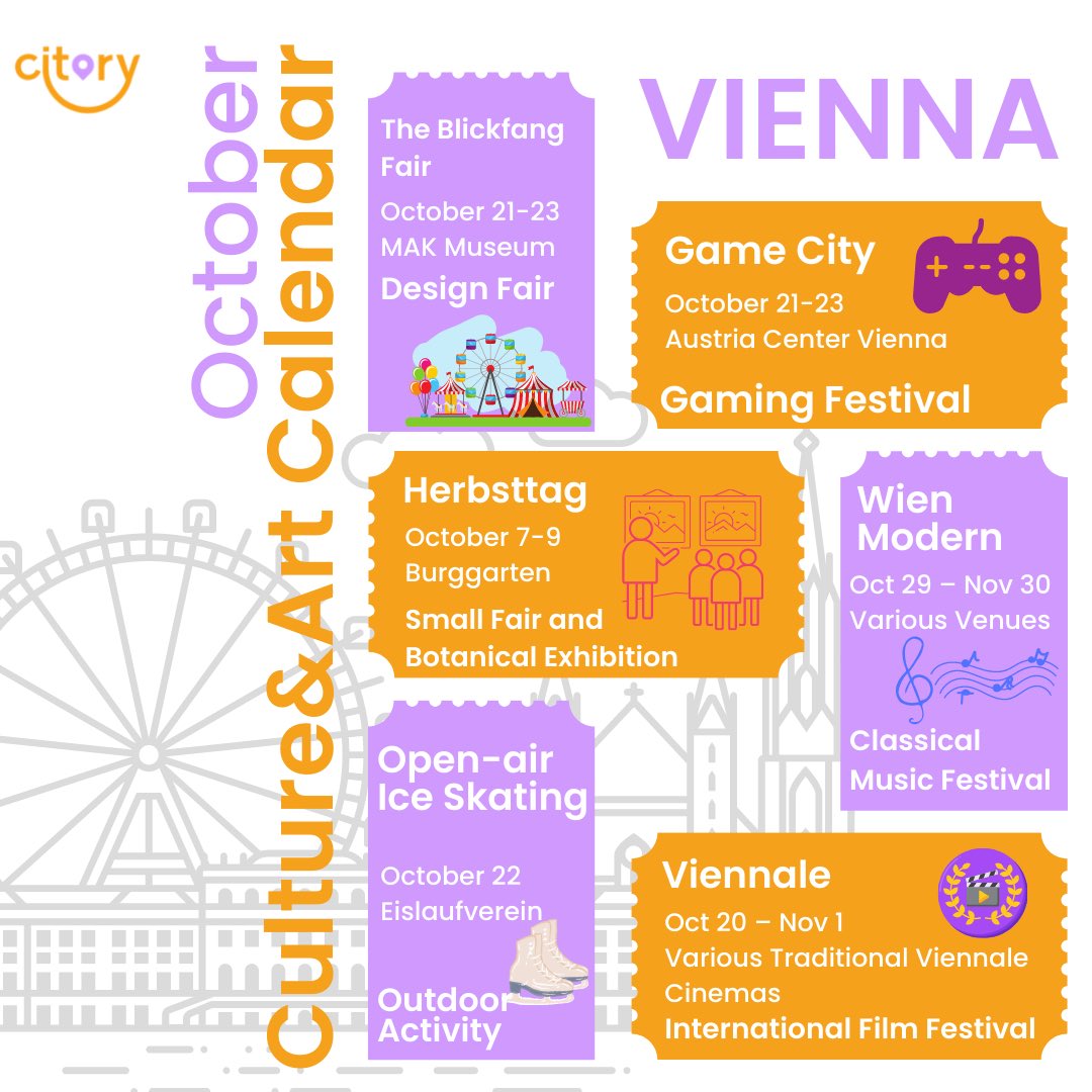 citoryco's tweet photo. If you are planning to visit Vienna in October, here are some amazing Culture&amp;Art events for you!

#Citory #experience #localexperience #viennaevents #travel #culture #art #music #travel #explore #vienna #octoberevents #viennaeventcalendar https://t.co/Kh9awrnAOu