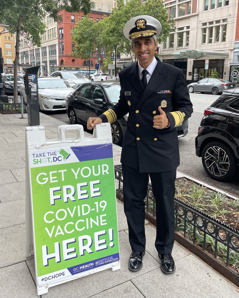 Surgeon_General's tweet photo. Today, I got my updated #COVID19 vaccine AND flu shot at DC COVID Clinic (yes, you can get them at the same time). Staying up to date on immunizations is the best way to protect ourselves and our families against the worst outcomes of #COVID19 and the flu. https://t.co/m3mFhVa9WU