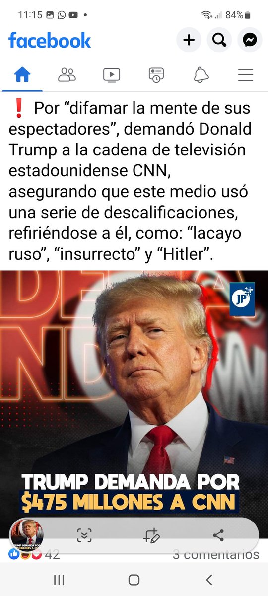 TemasyDebates1's tweet photo. Se dan cuenta el motivo real y verdadero por el cual Se sacó de las Grillas de programación en las empresas Cableras Nacionales la señal de CNN, por lo misma razón que demanda Donald Trump a ellos, Descalificar y Atentar contra la mente de las personas. https://t.co/f3StMS61sT