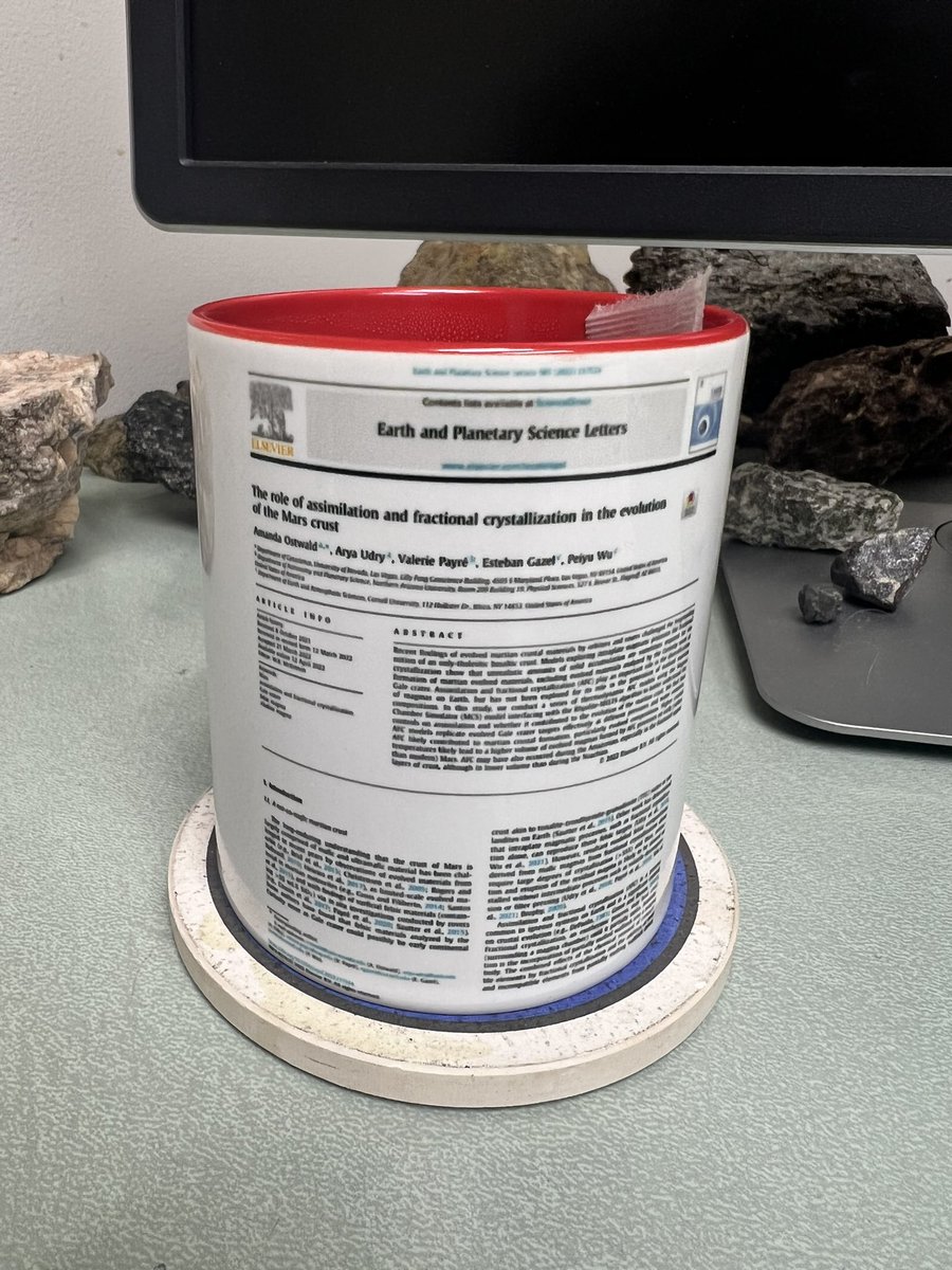 I’m having my inaugural tea in my super cool new mug from @AryaUdry  to celebrate my first paper 😌