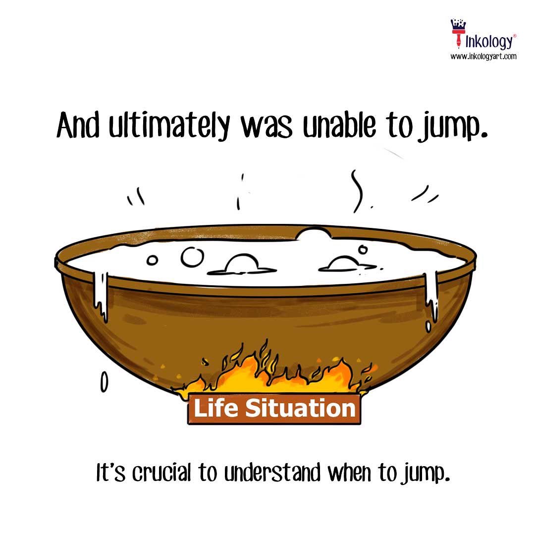 Learn when to jump out at the appropriate time. 
#quote #quoteoftheday #life #lifelesson #illustration #illustrations #gandhiquotes #gandhijayanthi2022 #gandhiji #inkologypost #quotesgram.