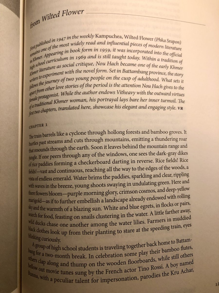 VaddeyRatner's tweet photo. Delighted to share with you this wonderful anthology of Khmer literature for which I've written the Foreword and translated an excerpt of one of the most beloved Cambodian novels, Wilted Flower (ផ្កាស្រពេាន in Khmer) by Nou Hach, who perished under the Khmer Rouge. https://t.co/IMrMUzcnzp