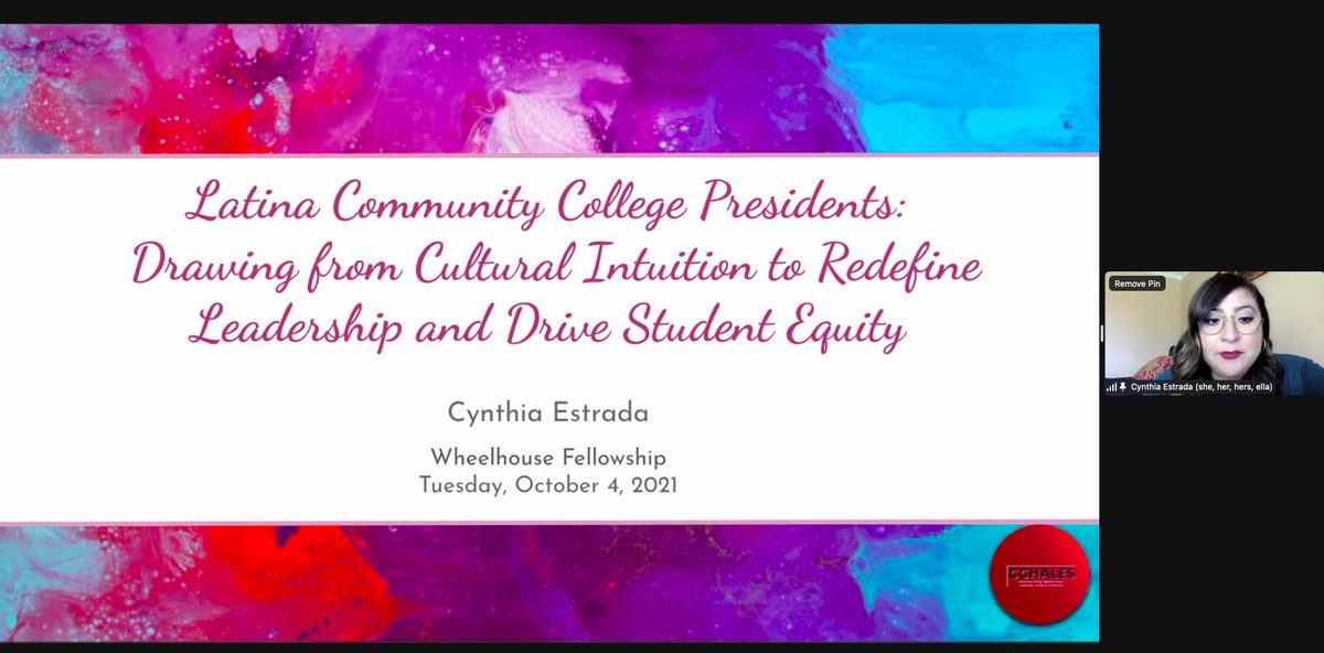 Listening to @cestradaUCLA present her research on the experiences of Latina @CalCommColleges presidents with @UCDWheelhouse colleagues.