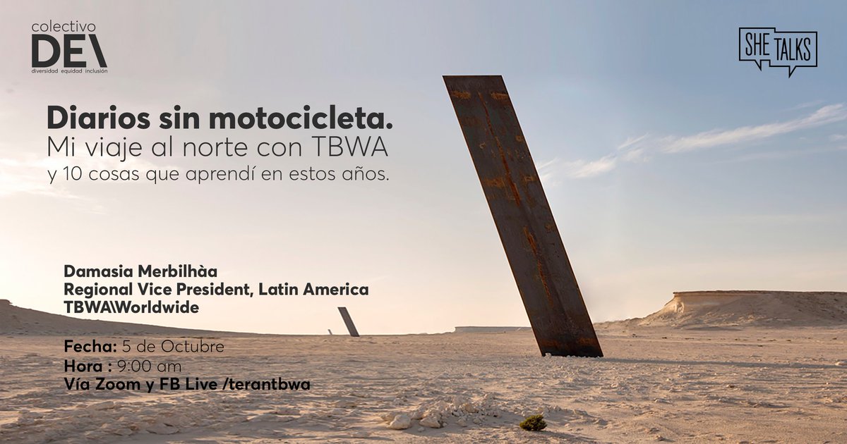 Mañana tendremos a Damasia Merbilhaa: Regional VP para Latinoamérica en el equipo de TBWAWorldwide, compartiendo sus principales experiencias y aprendizajes. 👉 fb.me/e/59N28dLUE