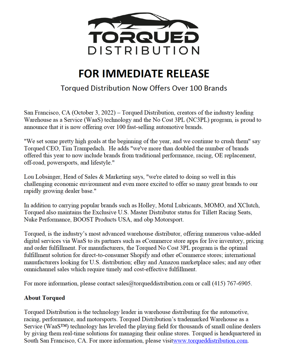 torqued_dist's tweet photo. THANK YOU to everyone on our team as well as our vendors, suppliers, dealers, customers, friends &amp; family!  This is just the beginning...

#torqueddistribution #SEMA2022 #PRI2022 #WaaS #automotiveaftermarket #thankyou #ourcustomersrock https://t.co/6wFtokKIEp
