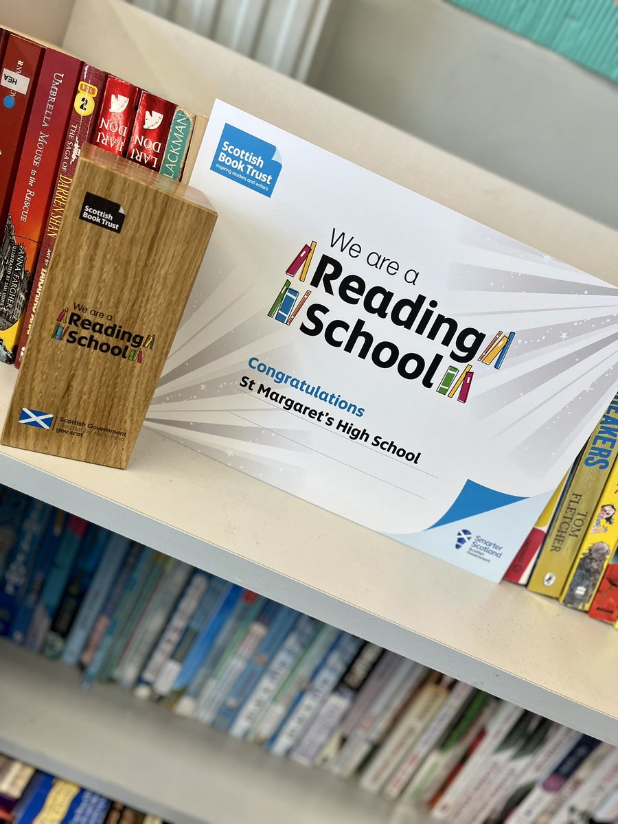 SMHSLiteracy's tweet photo. Proud as punch to receive this special delivery today from @scottishbktrust We look forward to building upon this achievement by working towards our Silver award. Well done again @MargaretsHigh #SMHSReads @nlcpeople 📚📖 https://t.co/ehhHs0qQYy
