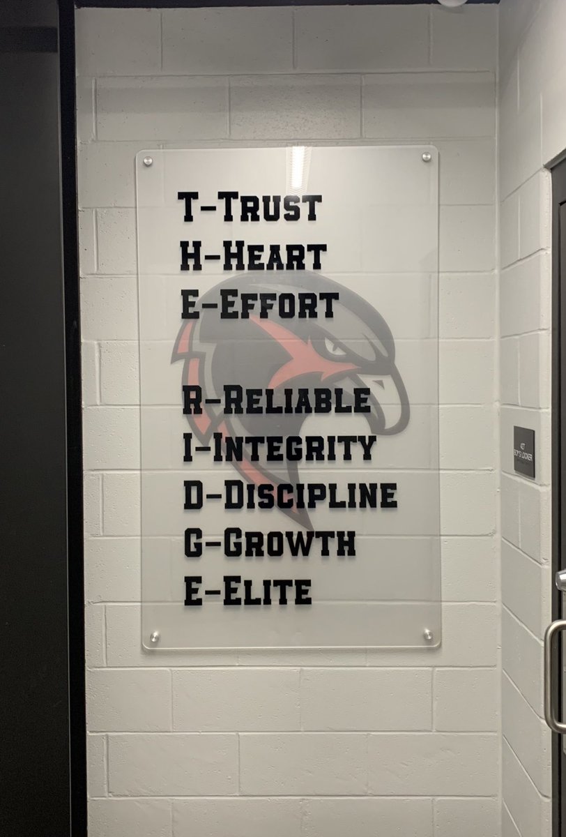 PRHS_Basketball's tweet photo. Love the new sign that came in for our guys. They’ve got to look at the #PillarsOfTheProgram every time before entering the locker room. #OneBeatOneBounce https://t.co/S8glYOlU60