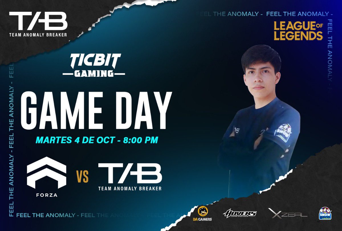 TAB_Anomaly's tweet photo. Hoy tenemos #Matchday ⚔️

Nos enfrentamos 🆚 #Forza en la liga de campeones de #TicBitGaming 

Los esperamos en el chat con el hashtag #GoTAB 💙🔥

https://t.co/DEmc4ZDwmx

#FeelTheAnomaly #Esports #leagueoflegends https://t.co/DeIr0EqP15