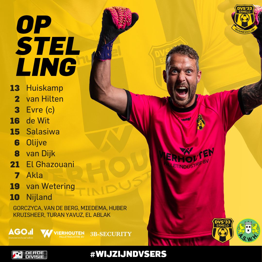 DVS33NL's tweet photo. Opstelling DVS'33 Ermelo:
#dvsasw https://t.co/T6EKUuy9bG