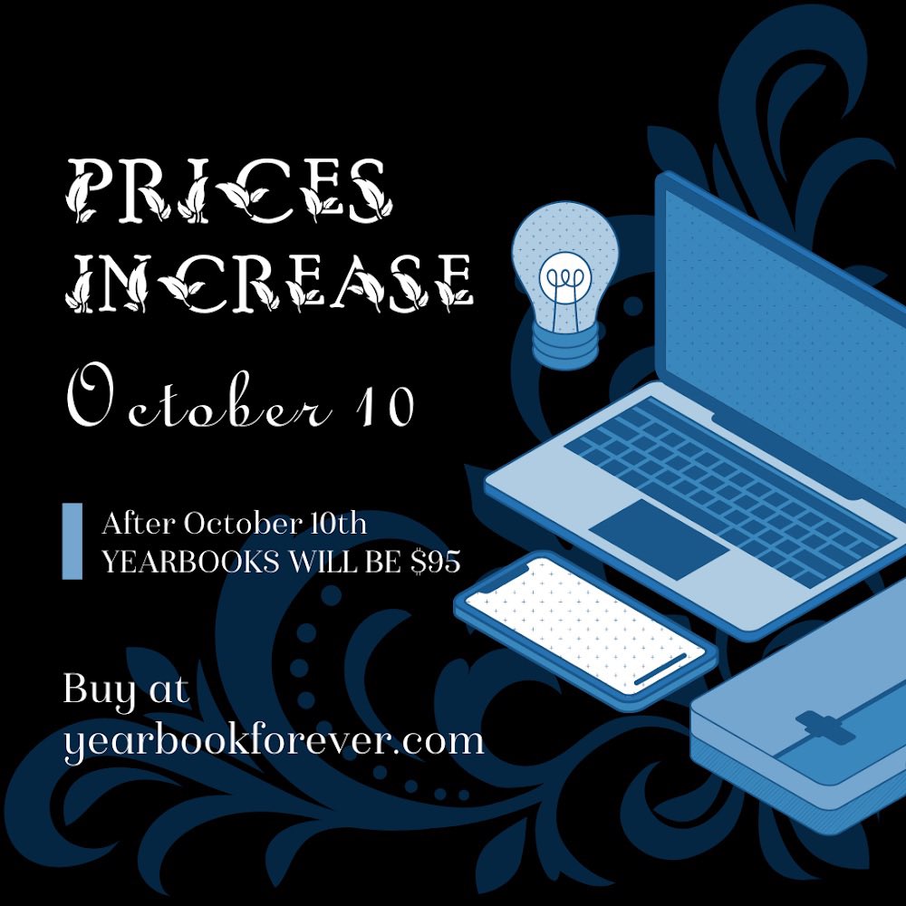 Prices for yearbooks are increasing to $95 on October 10, the day we return to school. For the cheapest price, purchase ASAP.

bit.ly/jcyb2023

Hope everyone is enjoying their fall break!!