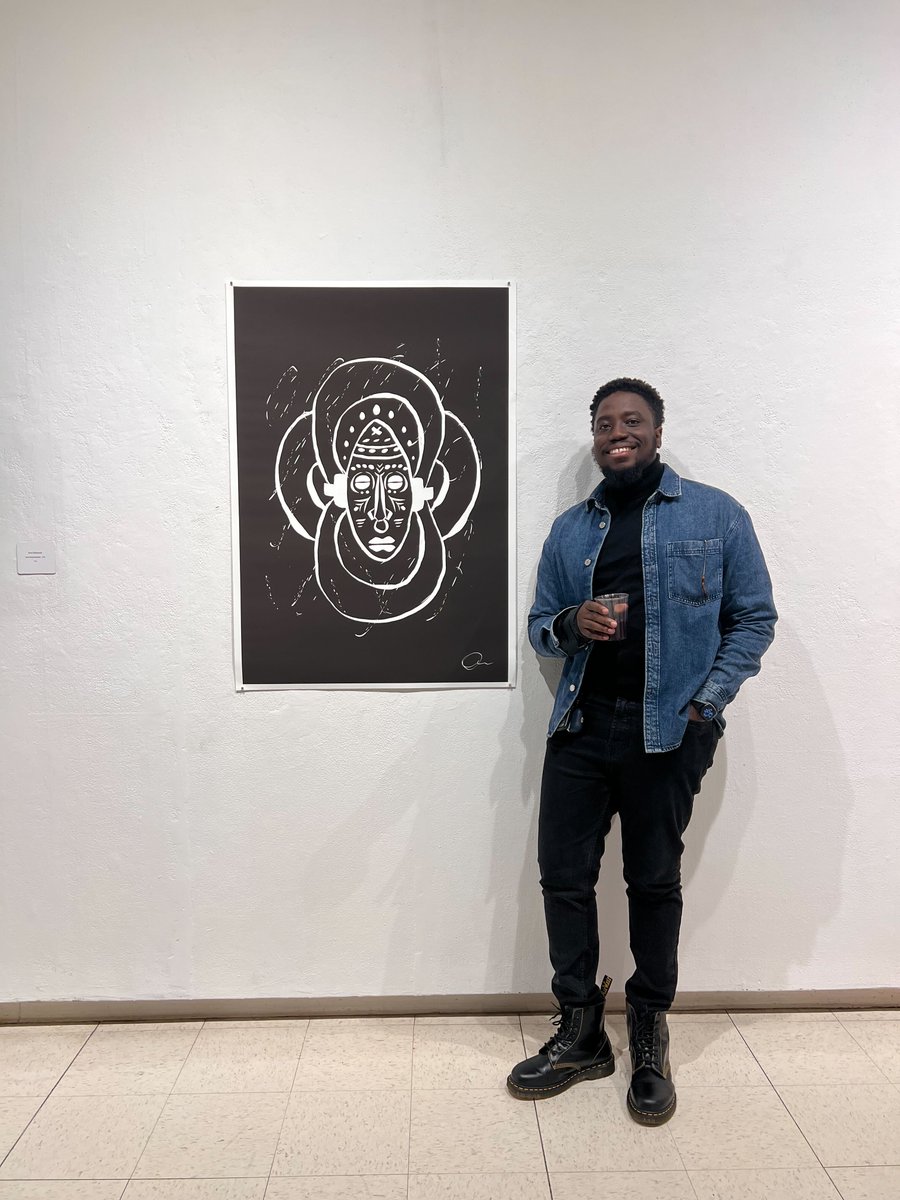 thepoolit's tweet image. Our Creative Lead, David Osei, at the inaugural showing of his work “DISORDER”, displayed at Ohio University’s 2nd year MFA exhibition. 

This conceptual mask piece comments on the internal and external struggles of adults who manage ADHD.
.
.
#adhd #awareness #mentalhealth #art
