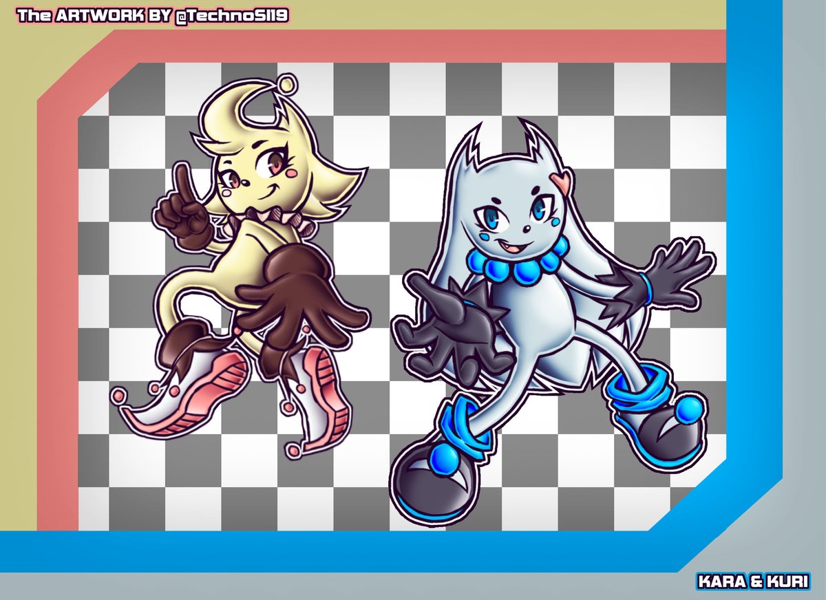Tennasi19's tweet photo. The third time I was remaking an old doodle of @SpectraS02's OCs, Kara and Kuri, now complete with colors and shading.
I hope ya like it and sorry for having to remake this one again, I know it tends to become annoying. https://t.co/5Z9Qygc7W5