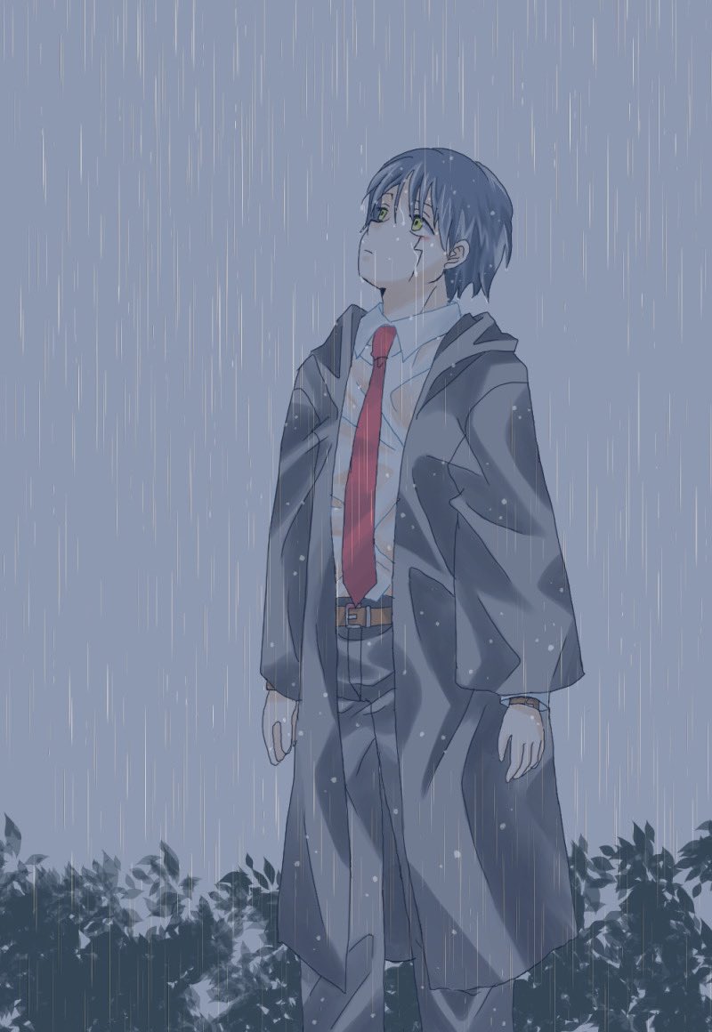 koneko_ku's tweet photo. 雨に降られるマッシュ君
（塗り残し見つけたんで再投稿ですスミマセン…）

これのオマケでマッシュ君のこの後の面倒見るアドラ寮一年組描いてるんだけど、全部で５枚になっちゃうんで、ついった一度に４枚までしかあげられないからフライングで先に１枚暴投します https://t.co/0HX2ItItEP