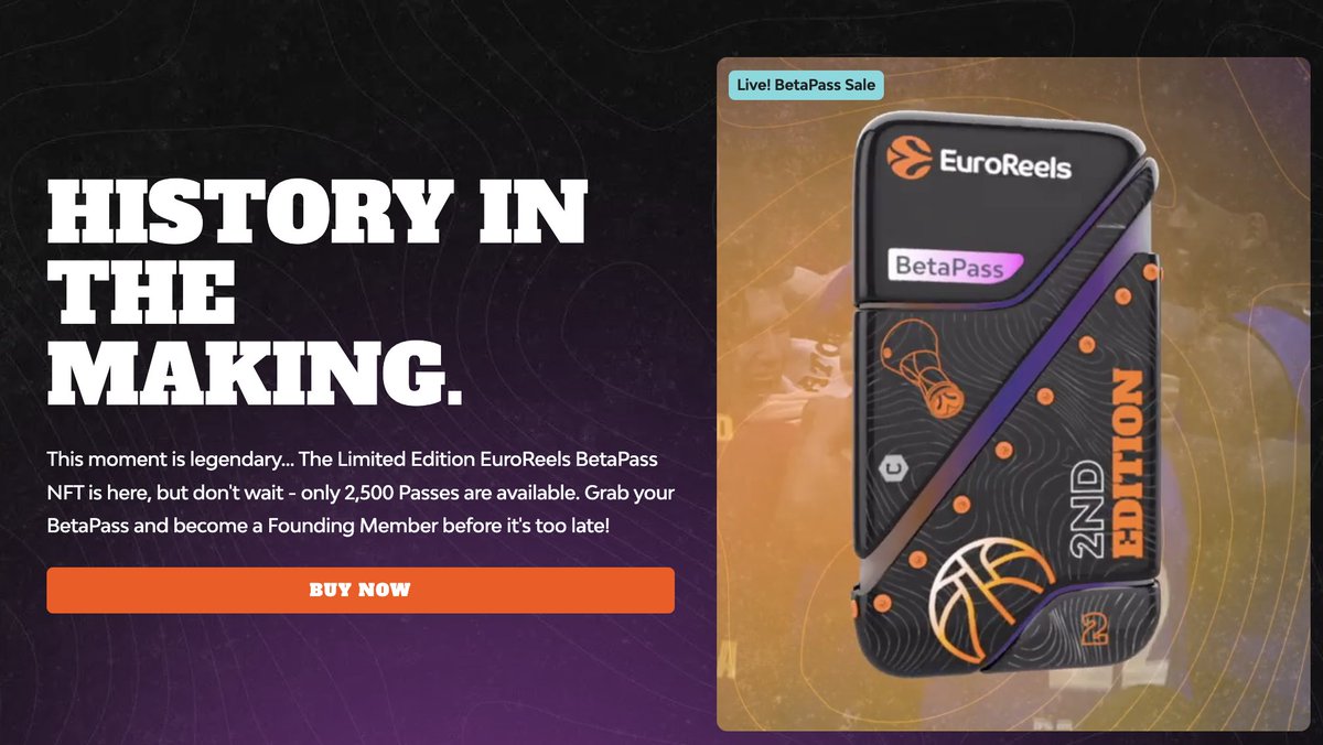 clancyworldinc's tweet photo. 🏀#EuroReels official Limited Edition BetaPass drop is now LIVE for SALE!

Official Link: https://t.co/CFs5D3i1Gx

@EuroLeague 

#ReelsAfterReels #EuroLeagueNFT https://t.co/Tiv6WmIYYb