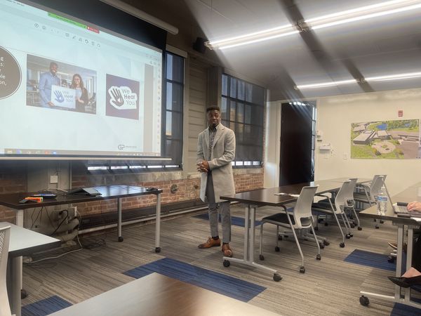 GreaterPeoria's tweet photo. This morning we had the privilege of listening to the outstanding @Pierre_Paul15, CEO, and Founder of @WeHearYouASL, at our board meeting! Always a pleasure to hear about the great accomplishments We Hear You has accomplished!  
#inclusivity #Accessibility #greaterpeoria https://t.co/pQnhjz6f3b