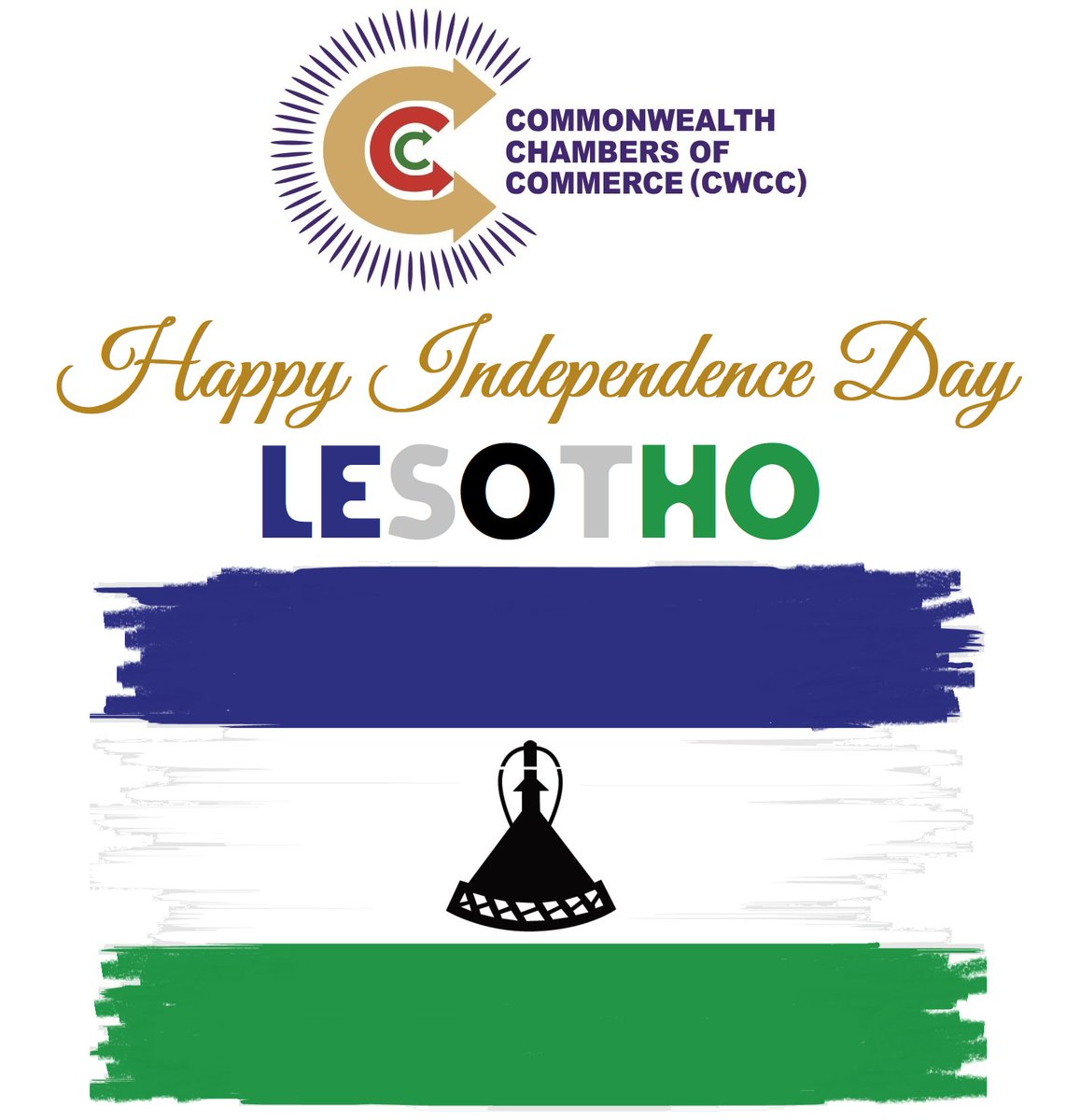 Members &amp; Staff of <a href="/TheCWCC/">Commonwealth Chambers of Commerce (CWCC)</a> send the fellow Commonwealth Citizens and Friends of 𝙇𝙚𝙨𝙤𝙩𝙝𝙤 heartfelt wishes on the Independence Day. 𝗛𝗮𝗽𝗽𝘆 𝗜𝗻𝗱𝗲𝗽𝗲𝗻𝗱𝗲𝗻𝗰𝗲 𝗗𝗮𝘆 𝗟𝗲𝘀𝗼𝘁𝗵𝗼!! 💓🇮🇳🤝🏻🇱🇸💓
#LesothoIndependenceDay #Commonwealth #Lesotho #LesothoNationalDay
