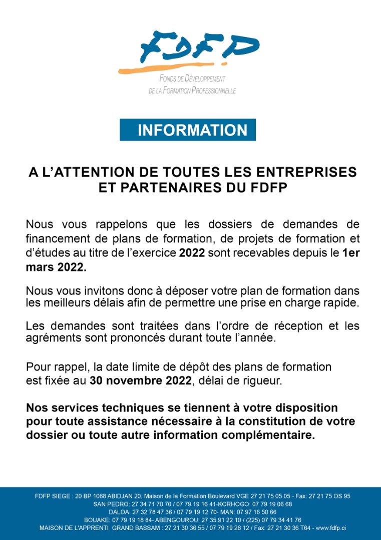 fdfpciofficiel's tweet photo. ✅[INFORMATION]📢

#FDFPCotedIvoire #information #DemandeDeFinancement #ProjetDeFormation #ProjetEtude https://t.co/ricYM08Vr0