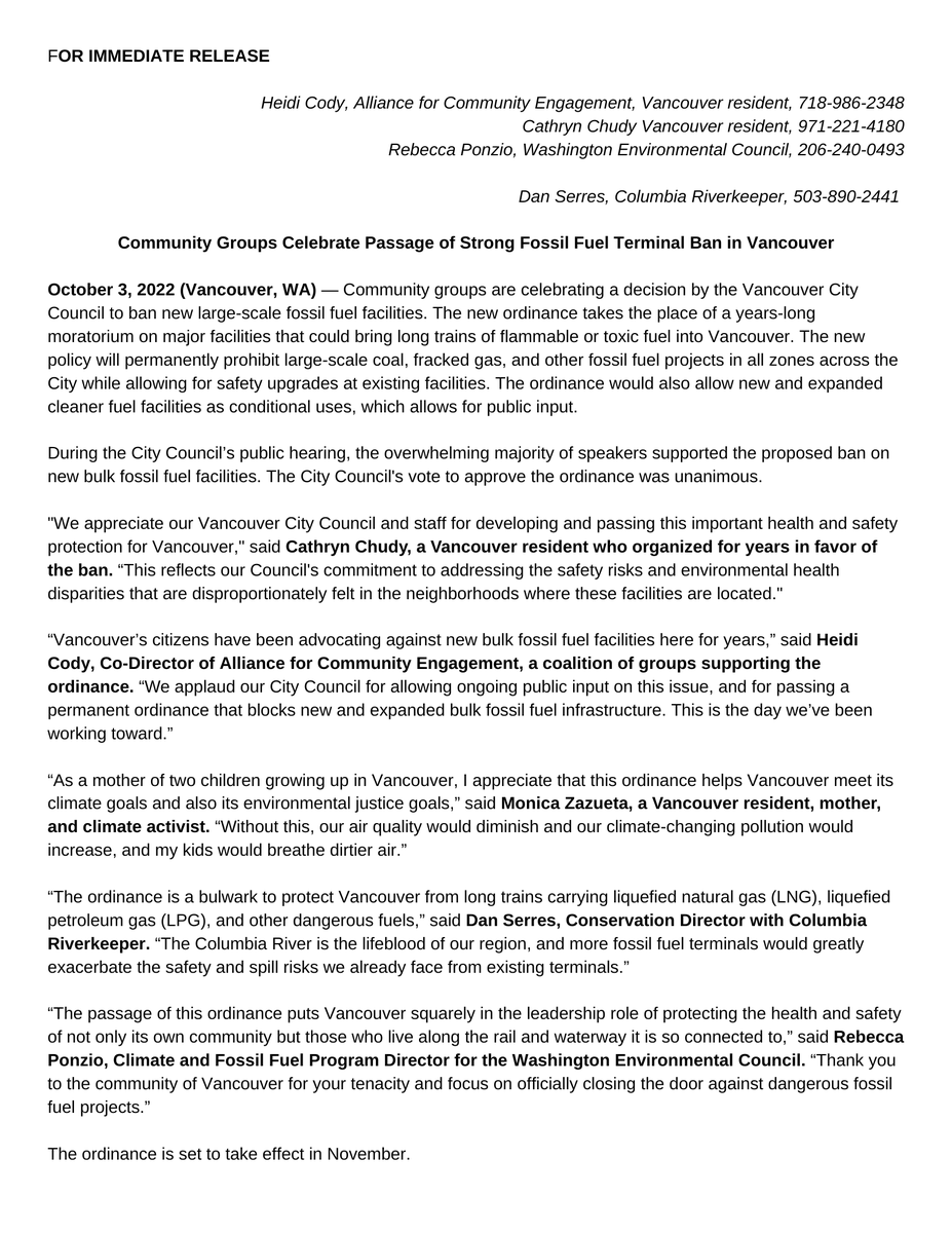 StandUpToOil's tweet photo. "The new policy will permanently prohibit large-scale coal, fracked gas, and other fossil fuel projects in all zones across the City while allowing for safety upgrades at existing facilities."

READ our press release below: 🔥 https://t.co/0Ue0PHbZVj