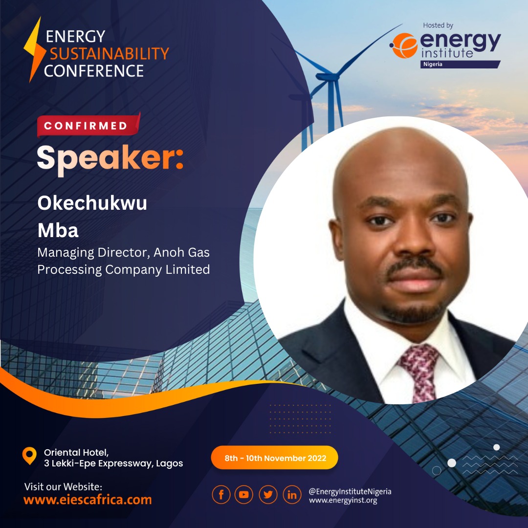 einigeria's tweet photo. We are pleased to announce Mr. Okechukwu Mba as one of our speakers at #ESC2022 . Okechukwu Mba is the Managing Director, ANOH Gas Processing Company ltd.
Register at https://t.co/f14QdrDyEz 
#energy #renewableenergy #sustainable #ESC2022 #EIESCAFRICA https://t.co/Ji2BQpx4pf