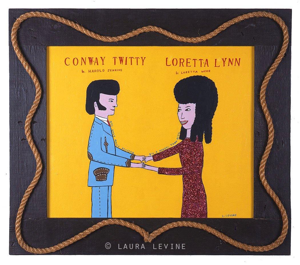 Loretta Lynn and Conway Twitty. 💔 Painting by Laura Levine © 1994. Together again…
💔
#LorettaLynn #conwaytwitty #lauralevine #painting #countrymusicportrait #selftaughtart #naiveportrait #musicianpainting #musicianportrait #americanmusicportrait #countrymusic #folkart
