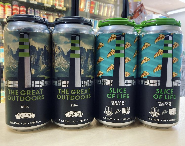 HarleysLiquor's tweet photo. The Great Outdoors- DIPA
Slice of Life- West Coast Triple IPA🍕 Collaboration with @slicebeer
@BlackStackBrew
#newbeer #beergoals #craftbeer #goodbeer #collaborationbeer #beeroclock #slicebeer #blackstackbrewing https://t.co/zndJHUkXNJ