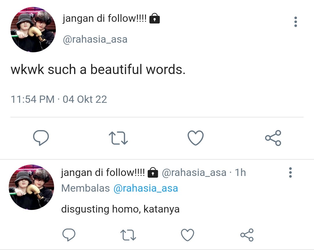 asdjkasu's tweet photo. Taekook sometweets AU

"Si paling Denial"

TW// homophobic
Cw// harshword https://t.co/FRHy4yuXE5