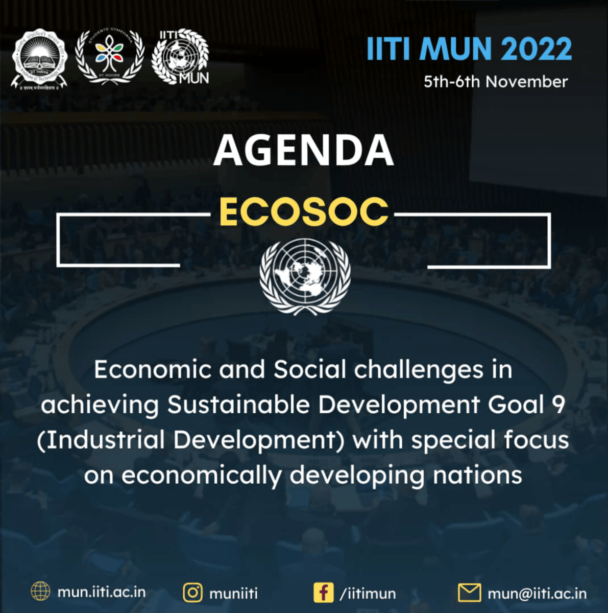 mun_iiti's tweet photo. Bringing to you,
ECOSOC -The Economic and Social Council 
Which brings people and issues together to promote collective action for a sustainable world.
Join hands in the most anticipated discussion round the year , MUN IITI .

Register now!
Link🔗:https://t.co/TOvNX8VJZp https://t.co/ZhQ5c0crlt