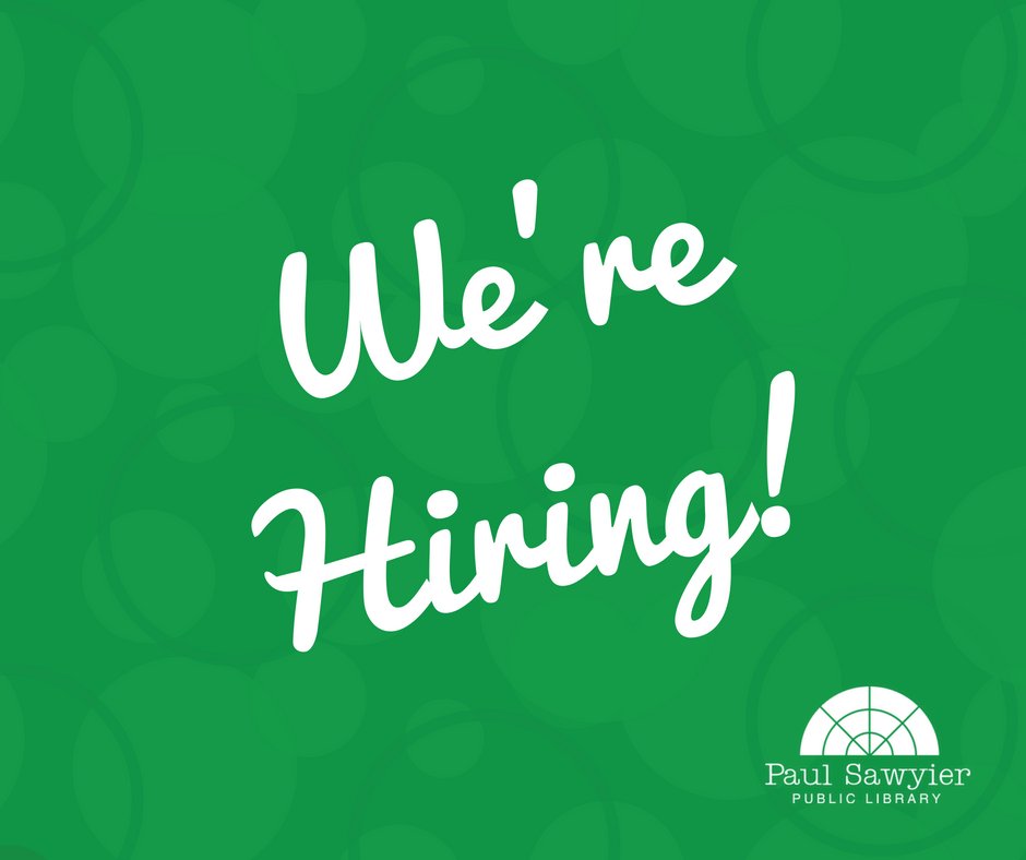 We're hiring! We're looking for a part-time circulation clerk to join our front desk team. Read the job description and get the application (the green buttons) at pspl.org/node/2684 Submit a cover letter, resume, and application by Oct 15. Follow the link for more details!