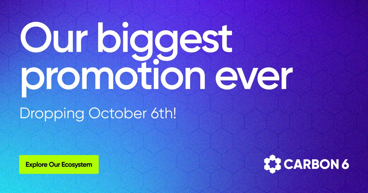 Carbon6io's tweet photo. Our biggest promotion of the year is dropping on October 6! Turn on notifications now - you don't want to miss this!

#amazonsellers #entrepreneurs #ecommercebusiness https://t.co/QiccY1KiXI