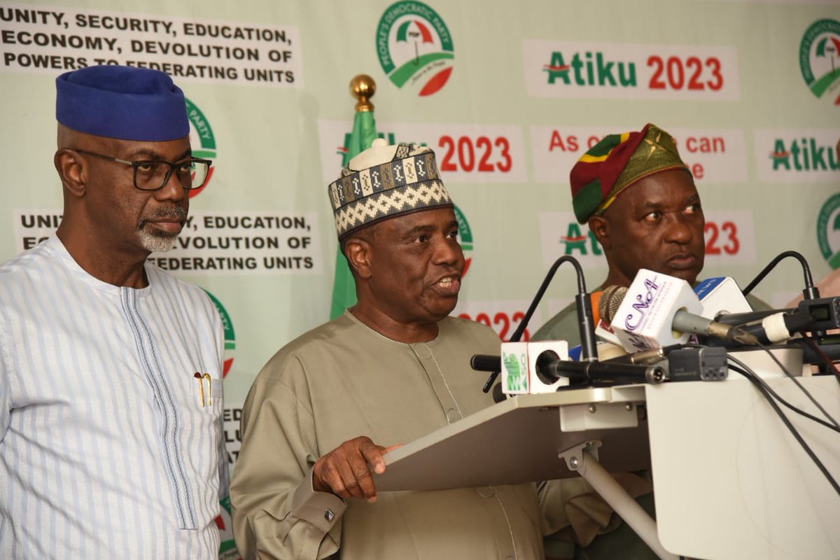 LemaNafiu's tweet photo. We’ll Start Campaign Monday...

The DG of the @OfficialPDPNig, Presidential Campaign Council (PCC), @AWTambuwal on Wednesday disclosed that arrangements have been completed for the commencement of the 2023 campaign of the party and its presidential candidate, @atiku Abubakar. https://t.co/5jzMIQI1RW