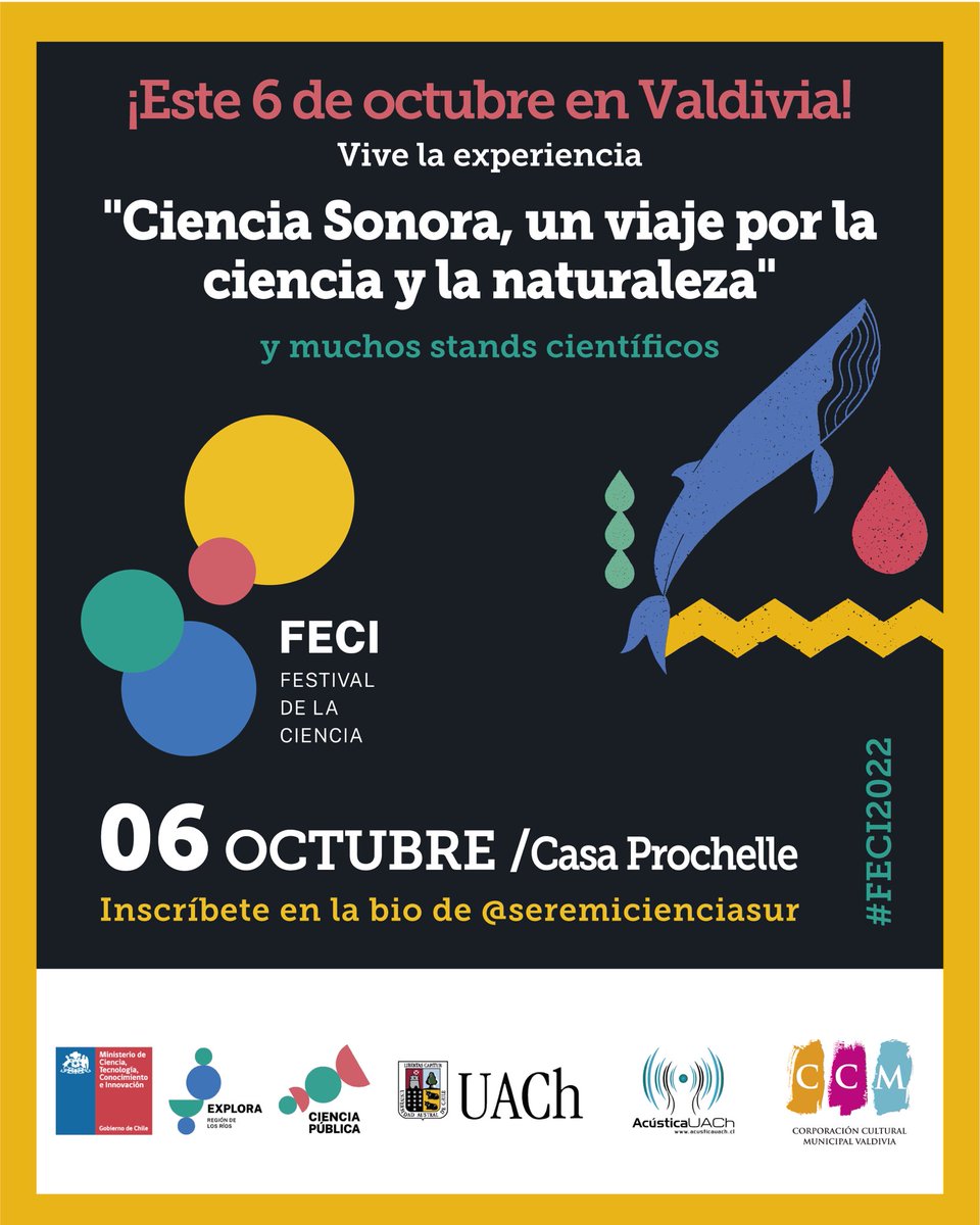 ¡ESTE JUEVES EN VALDIVIA! No te pierdas esta gran experiencia sonora gratuita y familiar que se presentará en la Casa Prochelle (<a href="/ccmvaldivia/">CCM-Valdivia</a>)
¡Son CUPOS LIMITADOS! No olvides registrarte aquí: linktr.ee/feci2022.
Esta actividad es parte de la edición 2022 del #FECI2022
