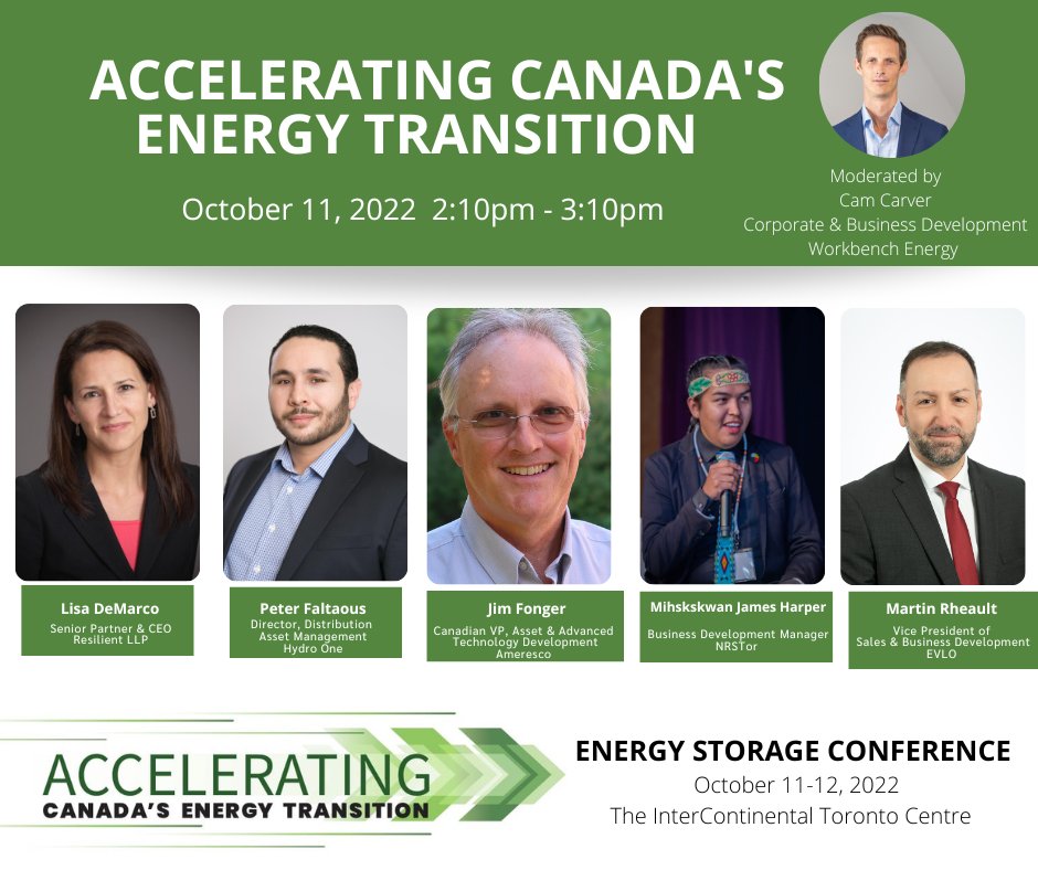 EnrgyStorageCAN's tweet photo. Join us LIVE - In-Person - Oct 11 for the first panel of #ESCCon22, with some of the leaders in the #EnergyStorage industry discuss the role for energy storage in Accelerating Canada's Energy Transition REGISTER TODAY: https://t.co/ZhaaMWgeHz #Accelerate #NetZero https://t.co/X1m1IGkWlX