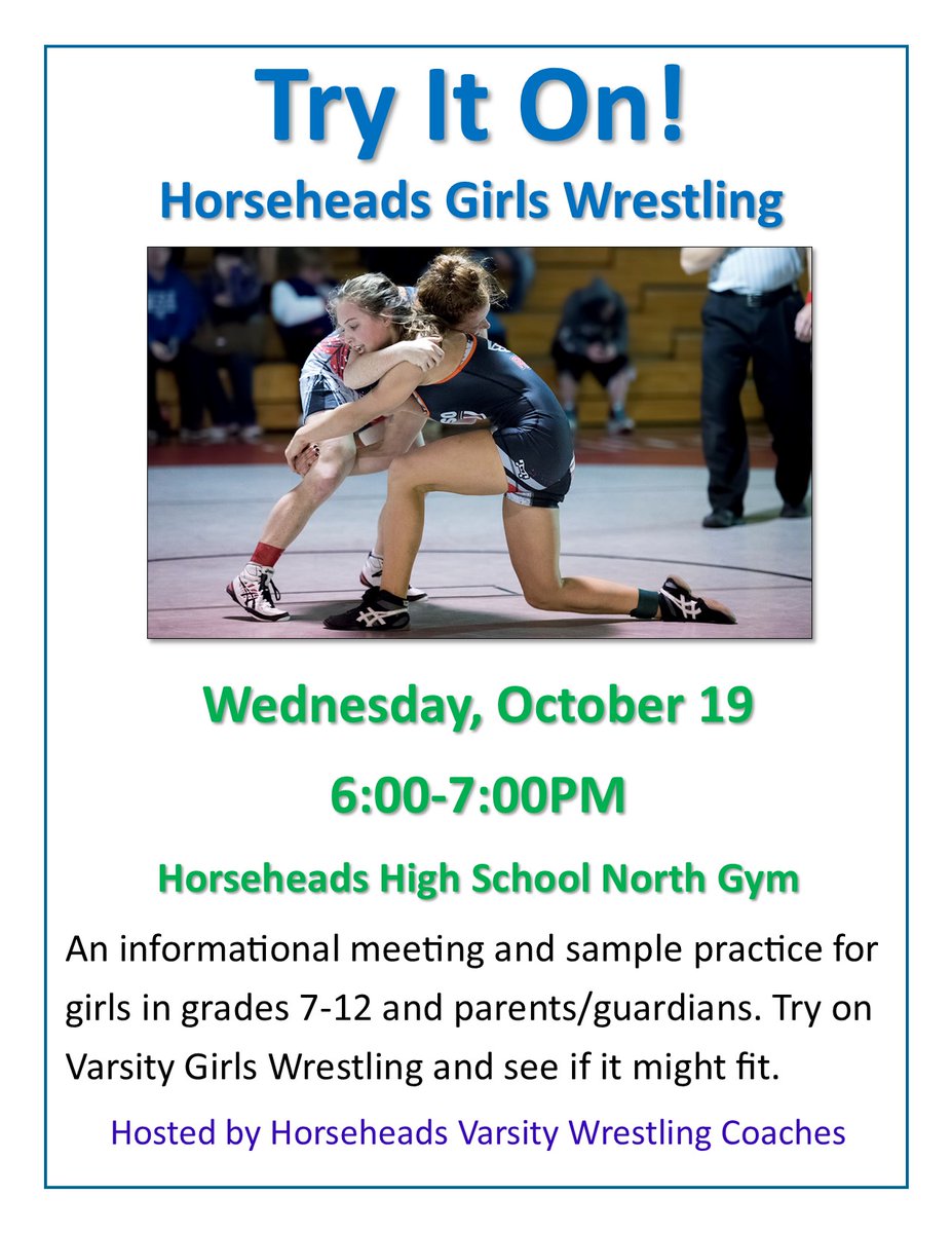 HhdsSchools's tweet photo. Informational meeting for girls in grades 7-12 and their parents/guardians. Questions? Email hcsdinfo@horseheadsdistrict.com. https://t.co/B2k6mZtdYx
