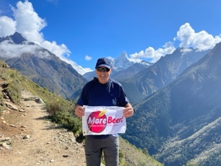 MoreBeer_B3's tweet image. Dennis Bell, from our Concord showroom, is on a hike through Nepal, climbing to Everest's base camp. He is on his way with a pic from Kamjuma at 13,300. The mountain in the background is Ama Dablan. We wish them luck!  #MoreBeer