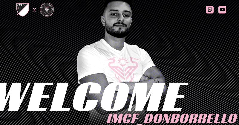 InterMiamiCF's tweet photo. Welcome to La Familia @DonBorrello! 💗🖤

#InterMiamiCF has signed Stefan "Don" Borrello to represent the club for #FIFA23 and the 2023 @eMLS Season! Vamos Stefan 🎮