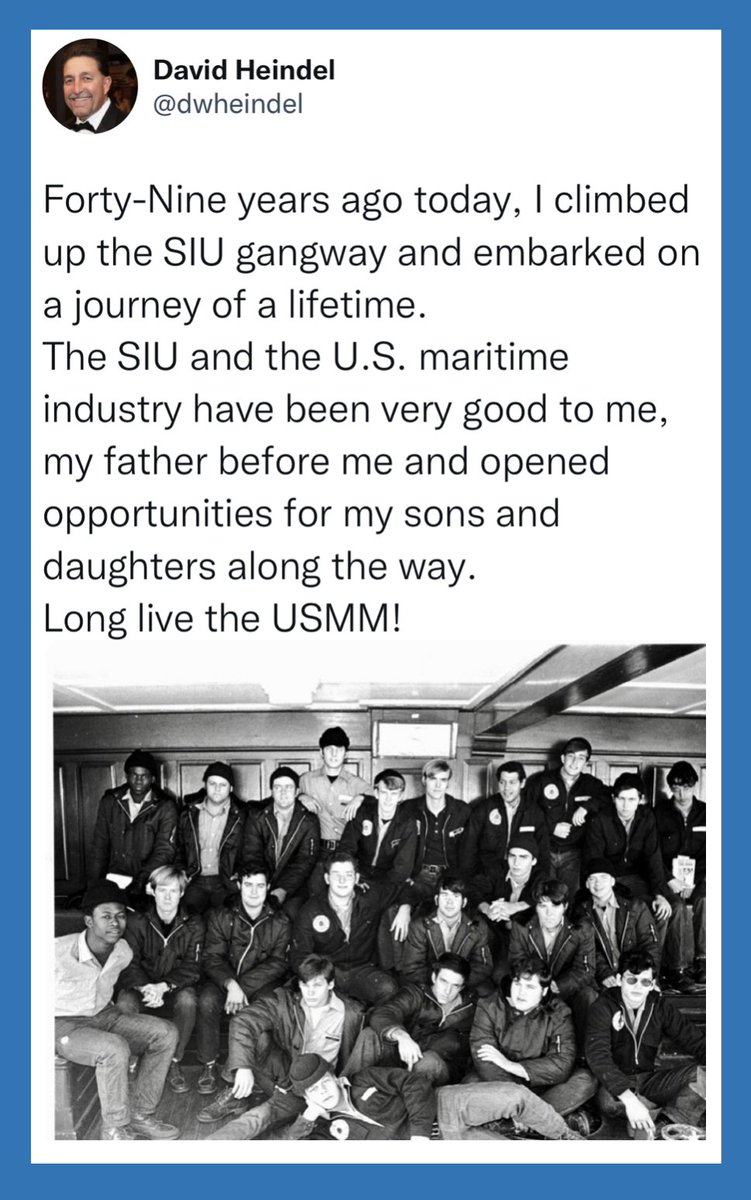 ITFglobalunion's tweet image. Today @dwheindel serves as Secretary-Treasurer of @SeafarersUnion - the union he joined all those years ago. He's also chair of #ITFSeafarers - providing global leadership to over 200 seafarers' unions. 

Thank you for your service, Dave.

#ITFSeafarers #WeAreITF #WeMovetheWorld