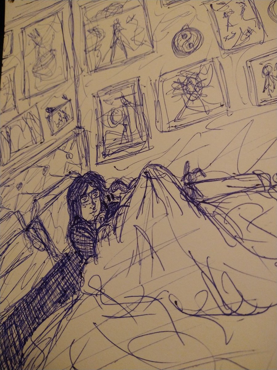 Secluded_Sandal's tweet photo. I doodled my wife sitting in bed, under the covers, just cutely playing on their phone.. I love you so much, Julien 💙💙 https://t.co/KF8cBcJoyK