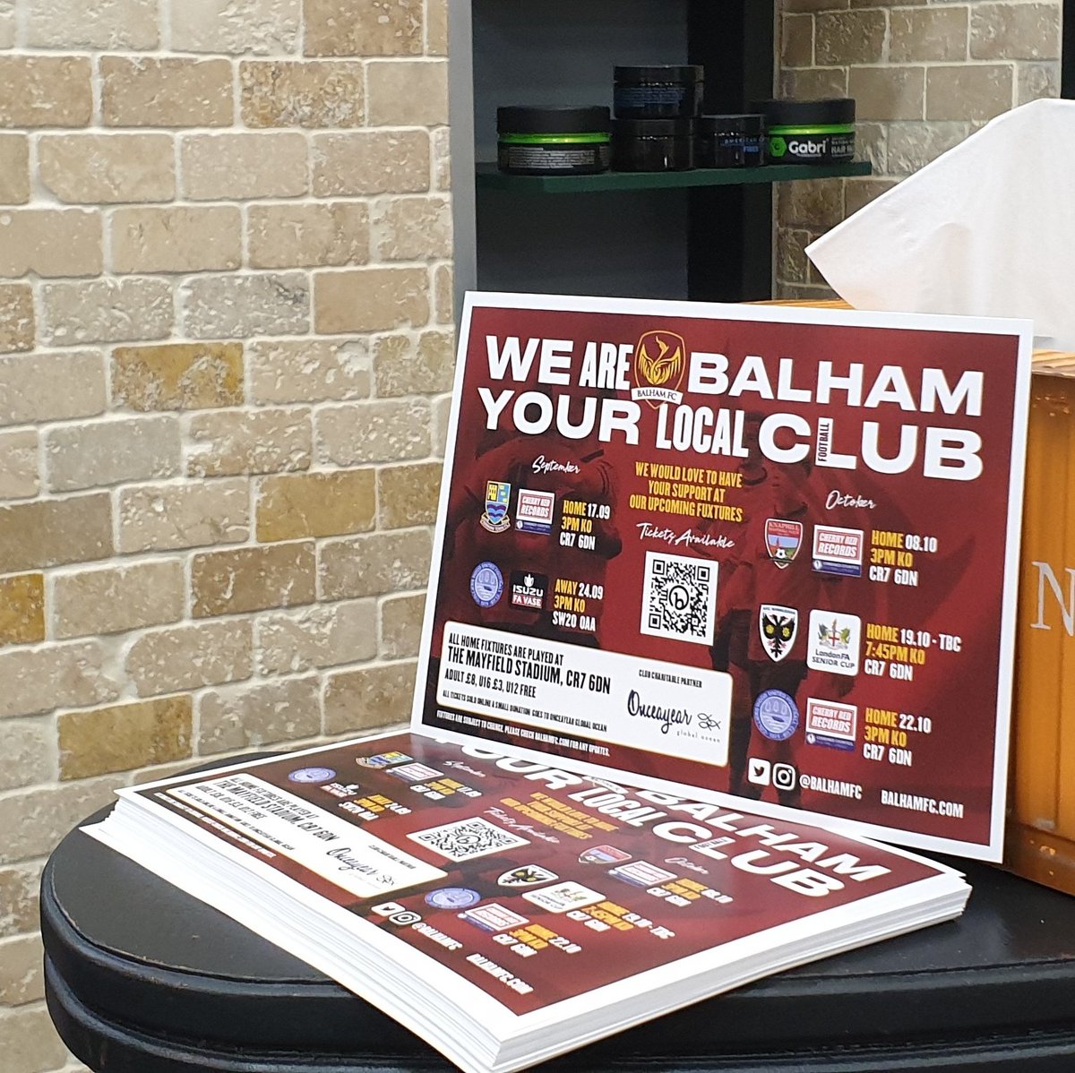 Support your local football club! 🔥

Grab a leaflet from the local restaurant, coffee shop or barber! We are everywhere! 💪⚽️

#BalhamFC #COYB