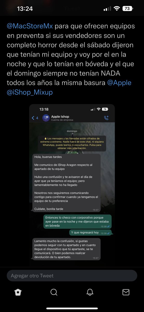IvGarciaC's tweet photo. @MacStoreMx #APPLENOCUMPLE #NOCOMPRES @Apple @iShop_Mixup @MacStoreMx #APESTAN … https://t.co/90Dr7yeJH6