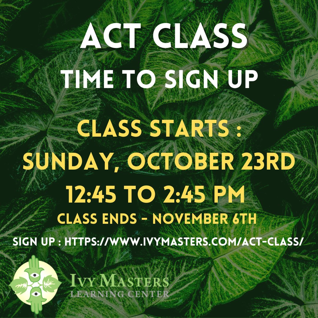 IvyMastersLLC's tweet photo. https://t.co/MjPXTXlMx7
Sign up today!  #ACTprep #ACTclass #ACTtips #SATtips #Test https://t.co/d3CHWBdEsB