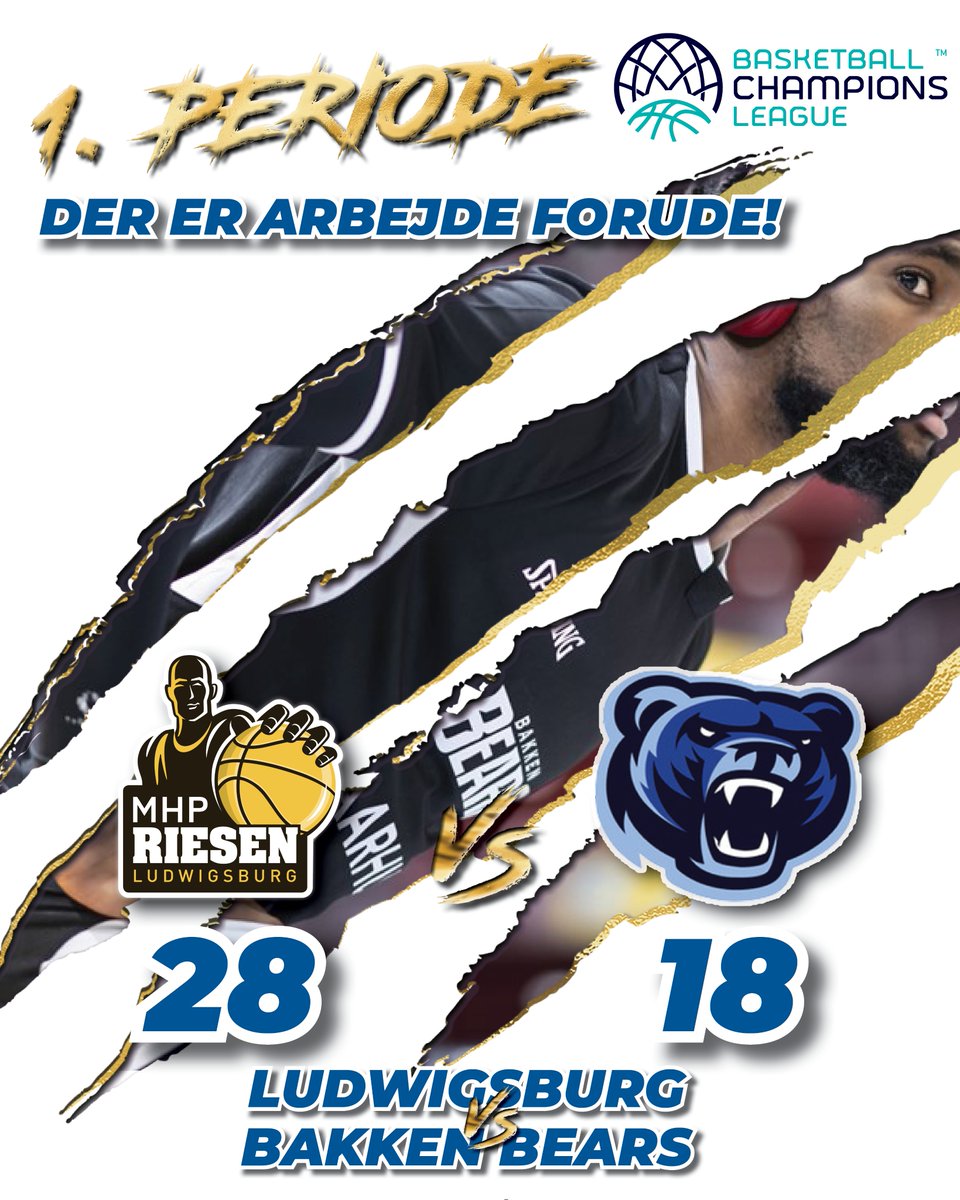 Work to do for the Bakken Bears in the last three quarters against Ludwigsburg in <a href="/BasketballCL/">Basketball Champions League</a>