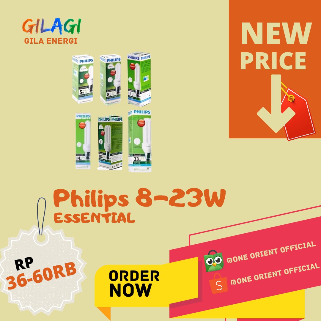 NEWW !!!

Lampu Essential Philips 5 Watt - 23 Watt

Tersedia varian : 5, 8, 11, 14, 18, 23 Watt

Hanya dengan harga 36-60RB SAJA

Pastii terangnyaa Pasti Murahnya

Link Produk : tokopedia.link/4iRn3QvfRtb

#philips #philipsindonesia #murah