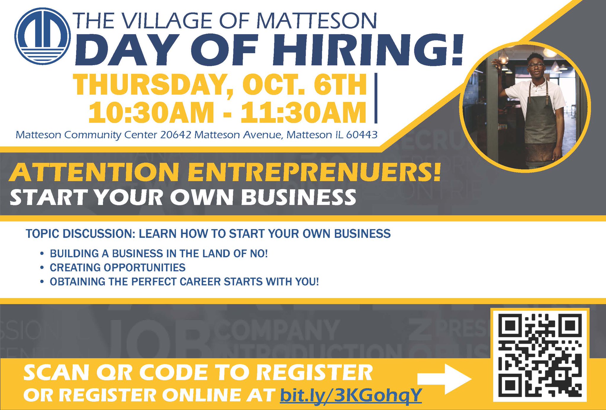Village of Matteson on Twitter "ATTENTION ENTREPRENEURS Are you interested in starting your
