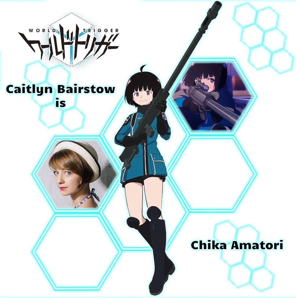 CaityBair's tweet photo. Trigger on! So excited to be back voicing Chika Amatori in the English dub of #WorldTrigger! Seasons 2 &amp; 3 are now available on @PrimeVideo, @hooplaDigital, @MicrosoftStore, &amp; #VUDU! 
Big thx to the amazing teams at @ToeiAnimation &amp; #OceanStudios for bringing this all together! https://t.co/ErYClg40f7