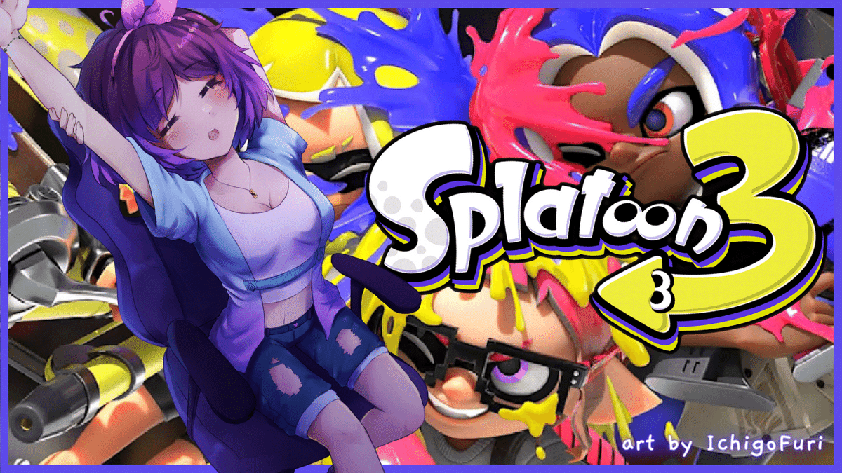 DemiMirai's tweet photo. 🔴  LIVE! Sign my petition to put Mahi Mahi Resort in a rocket and fire it into space. Also play Splatoon with me - but not on Mahi Mahi. 💜 https://t.co/s4hGOzlev1 #ENVTuber #VTuberUprising #SmallStreamer #SmallStreamerLive #demirai #splatoon https://t.co/CW86l6f86F