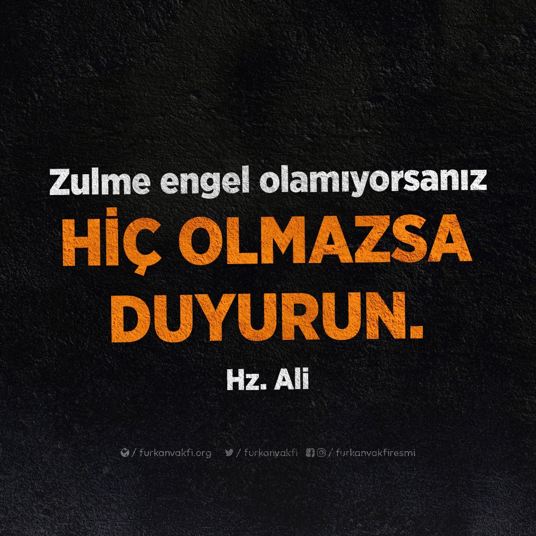 "Zulme engel olamıyorsanız hiç olmazsa duyurun!" 

~ Hz. Ali 

İslamiPrograma ValilikEngeli
#FurkanaSistematikZulüm