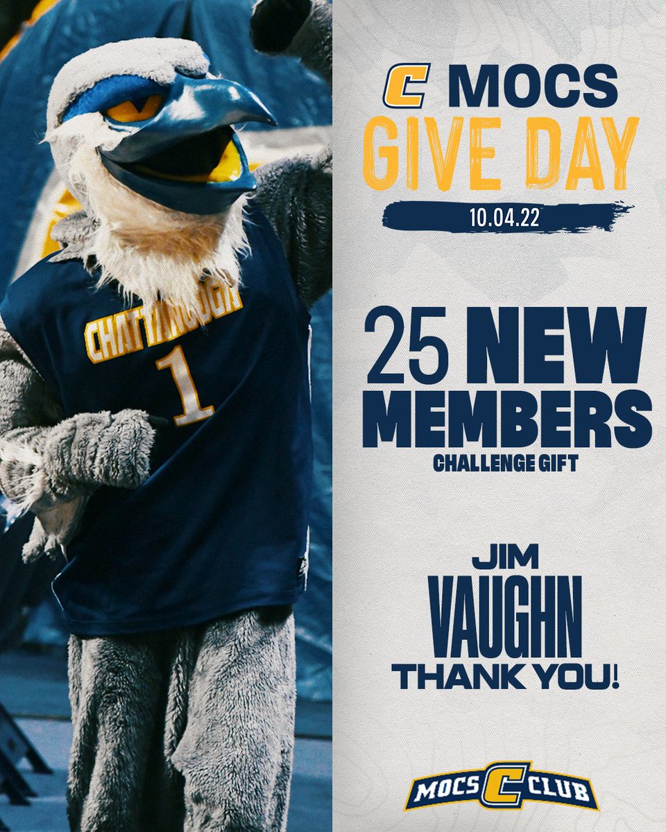GoMocs's tweet photo. 🚨 MOCS CLUB MEMBER CHALLENGE 🚨

Jim Vaughn will generously match 25 @MocsClub members who give $100 or more!

Help make a difference TODAY!
🔗 https://t.co/TtsJMLY47u

#GoMocs https://t.co/KaGLXaQSBr