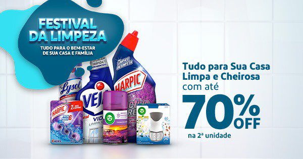 Tá rolando Festival da limpeza recheada de ofertas para cuidados com você e a sua casa.* Bora aproveitar?😍 *Ofertas válidas até o dia 05.10.22. Não perca!!! 💨