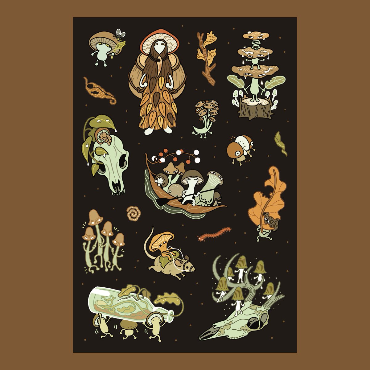 This month's sticker set is... FRIENDS of the FOREST FLOOR! 🍂🍄✨