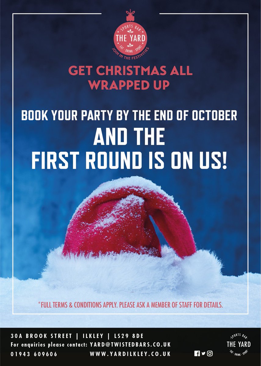 Planning a Christmas party?  Well get booking and we’ll get the first round if you book before the end of October!  #Christmas2022 #christmasparty #ilkley #workdo #festive #party